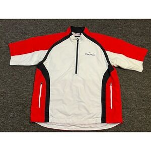 FootJoy FJ Shirt Mens Medium Red White Golf Quarter Zip Short Sleeve Athletic